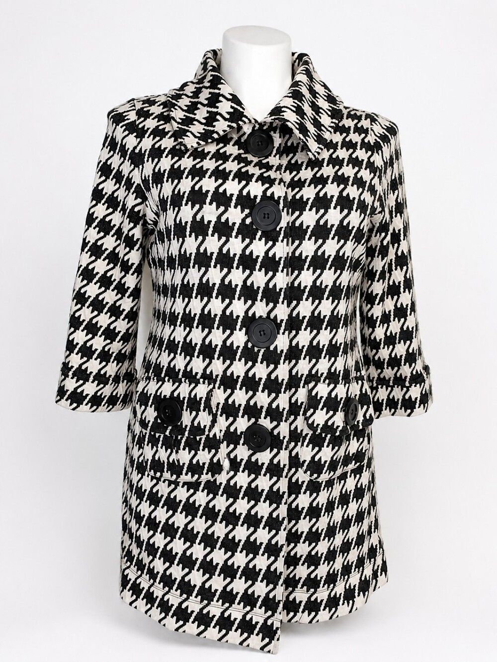 Women's Size Large Houndstooth Jacket Black & White MOD